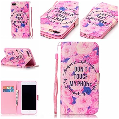 iPhone 7 Plus Case, Apple iPhone 7 Plus Case, Love Sound [Don't Touch My Phone] [Wrist Strap] Luxury PU Leather Wallet Case Flip Cover Built-in Card Slots Stand for Apple iPhone 7 Plus