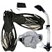 Promate Snorkeling Scuba Dive DRY Snorkel PURGE Mask Fins Gear Set, ClrWBk, ML/XL