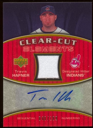 2007 Upper Deck Elements Clear Cut Elements Bronze #TH Travis Hafner - Cleveland Indians (Autographed - Piece of Authentic Game-Used Jersey - Serial #'d to 350 - Baseball Cards)