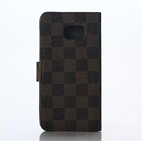 S6 Edge Plus Case, LECIINFO S6 Edge Plus Wallet Case, Luxury PU Leather Case Flip Cover Built-in Card Slots &amp; Stand For Samsung Galaxy S6 Edge+ - (Brown plaid pattern)