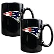New England Patriots 2pc 15oz Black Ceramic Mug Set - Primary Logo NFL Football