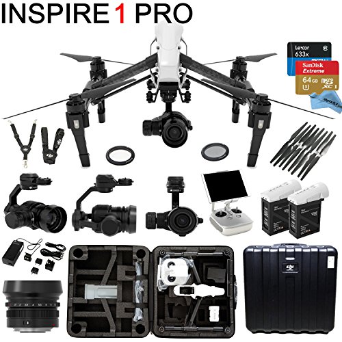 DJI Inspire 1 PRO Bundle with Zemuse X5 4K Camera + 2 Batteries + Professional Hard Case + 64GB Extreme MicroSD Card and more...
