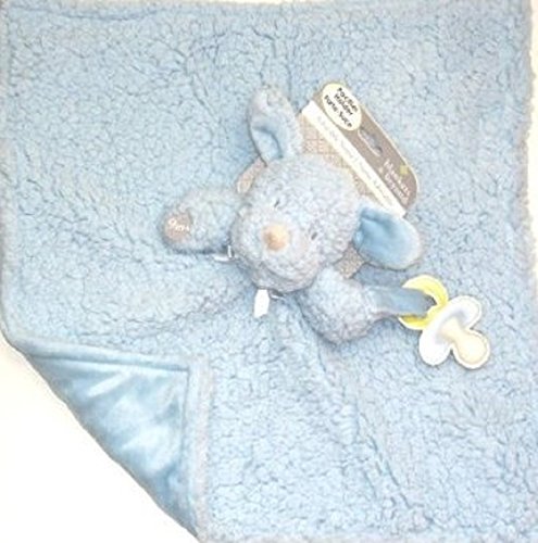 Blankets and Beyond Baby Boy Blue Fuzzy and Soft Nunu w/ Pacifier Holder