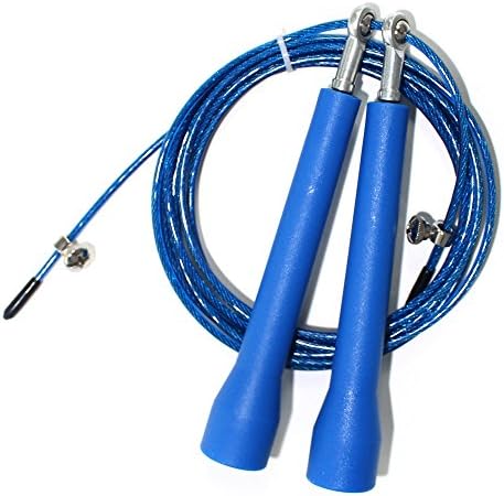 Lightweight Speed Rope Skipping Jump Rope for Endurance Training Sports like Crossfit ,MMA, Boxing or Other Body Training (Blue, Handle Size: 11.7 CM)