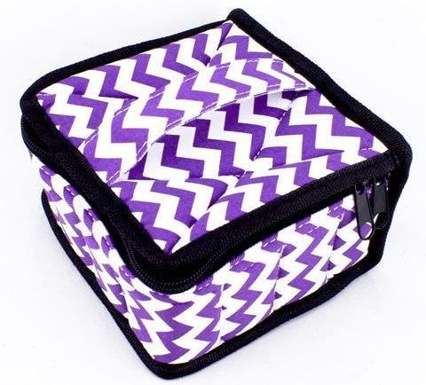 Got Oils® Chevron Black Padded Soft 16 Essential Oils Carrying Case (5"x 5"x 3") Holds 5, 10 &amp; 15 ml doTERRA, Young Living, Plant Therapy, etc. Bottles (Purple)