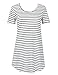 Women Short Sleeve Shift Monochrome Stripe Dress Shirt Mini Dress Top