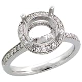 14k White Gold Semi-Mount Diamond Ring, w/ 0.57 Carat Brilliant Cut Diamonds, 7/16 (11mm) wide