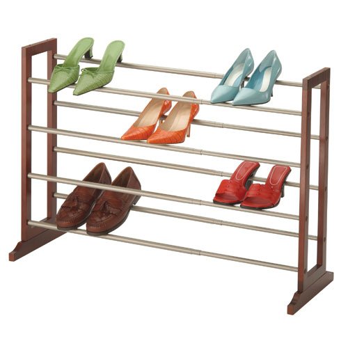 Childrens Toyshop  Tools & Hardware : Stackable Expandable Shoe Rack - Mahogany - Holds 24 Pairs