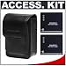 Deluxe Accessory Kit with Soft Leather Case + Two (2) Spare DMW-BCE10 Li-ion Batteries for Panasonic Lumix DMC-FX30, FX33 & FX55 Digital Cameras