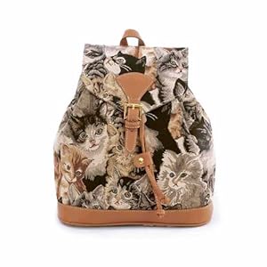 Women's Small Backpack Rucksack Fashion Bags Canvas Lucky Cat Design