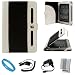 Black with White Protective Leather Jacket Case Cover with Accessory Slots for Sony PRS950 Daily Edition Wireless e-Reader + Clear Screen Protector + Black Rapid Car Charger with LED Power Indicator + Black Rapid Travel Wall Charger with LED Power Indicator + SumacLife TM Wisdom Courage Wristband