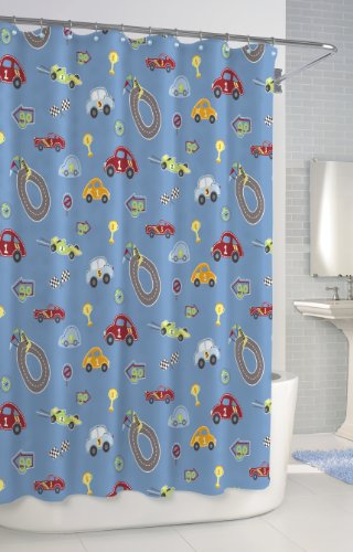 Kassatex SCB-115-RTR-BLU Bambini Shower Curtain Race TrackB005JZTUR0