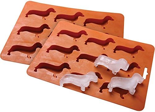 LYWOO Dachshund Dog Shaped Silicon Ice Cube Molds and Tray,Set of 2