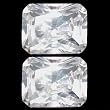 2 White Emerald Cut Faceted Cubic Zirconia CZ 6x8mm