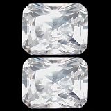 2 White Emerald Cut Faceted Cubic Zirconia CZ 6x8mm