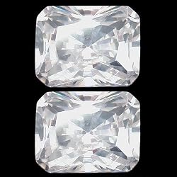 2 White Emerald Cut Faceted Cubic Zirconia CZ 6x8mm