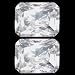 2 White Emerald Cut Faceted Cubic Zirconia CZ 6x8mm