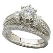 14K White Gold Diamond Wedding Ring Set, Semi-Mount (Center stone is not included)