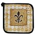 Majestic Black & Tan Fleur de Lis Kitchen Print Pot Holder