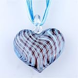 Search : Blue Purple Stripe Heart Pendant Murano Glass Gift
