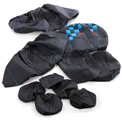 Eufab 28260 Schonbezug Racing, 11-teilig,  schwarz mit blauen Karos, blauem Kunstleder und Schriftzug Racing, T�V