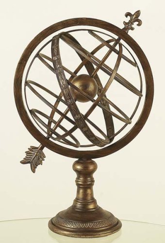 25" Copper Tone Armillary Sphere Globe Solar Earth