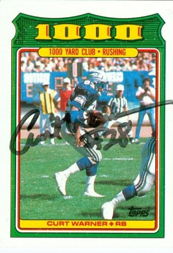 Curt Warner Autographed/Hand Signed Football Card (Seattle Seahawks) 1988 Topps 1000 Yard Club #8