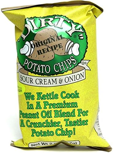 Dirty Chips Brand Kettle Chips 25 Count 2 Oz Snack Size Case (Sour Cream and Onion)