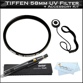 Tiffen 58mm UV Protection Filter For Canon EF 85mm f/1.8 USM Medium Telephoto Lens for Canon SLR Cameras + Lens Cap Keeper + Lens Pen Lens Cleaning System + MicroFiber Cloth For Canon EOS Rebel T3i, T3, T1i, T2i, XS, XSi DSLR Cameras