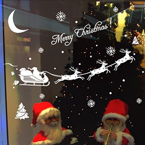 Christmas Santa Claus Reindeer Snowflakes Wall Sticker Decoration