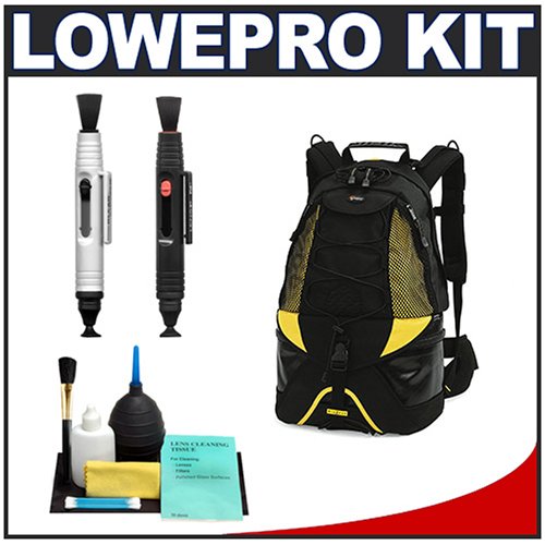 Lowepro Dry Zone Rover Waterproof Digital SLR Camera Backpack (Yellow) + Accessory Kit for Canon Rebel XSi, XS, T1i, T2i, EOS 50D, 5D, 7D, Nikon D3000, D5000, D40, D60, D90, D300, D300s, Olympus Evolt E-30, E-450, E-520, E-620, and Sony Alpha A230, A330, A380, A450, A500, A550, A850
