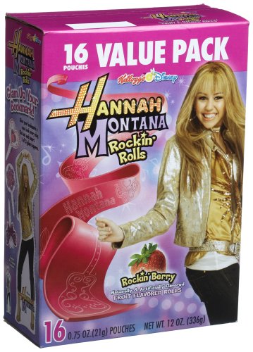 Kellogg's Hannah Montana Rockin' Rolls, Rockin' Berry Fruit Flavored Rolls, 16-Count Pouches (Pack of 6)