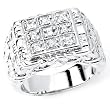 Striking Solid Sterling Silver Cubic Zirconia Rhodium Plated Men's Ring