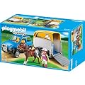 Playmobil - 5223 - Jeu de Construction - Voiture avec Remorque et Cheval