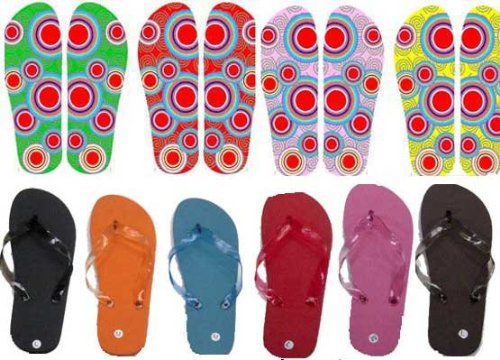 Eros Hosiery 6049-CIRCLES-SOLID Wholesale Womens Circle and Solid Flip Flops Case Of 72