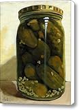 IMAGE OF JAR of GARLIC DILL PICKLES - still life oil painting Canvas Print / Canvas Art - Artist Linda Apple