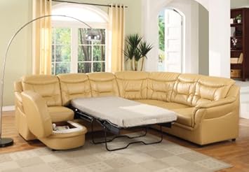 Rich Tan Leather Sectional Living Room Set