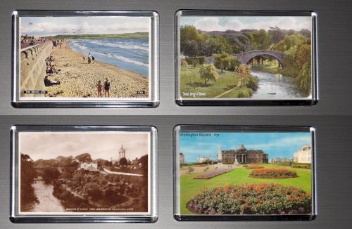 Gift Boxed Set of 4 Fridge Magnets Ayr Old Postcards 1