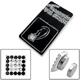 Unisex Single Magnetic 8mm Stud Earring with 25 x Genuine Clear and Black Cubic Zirconia Stones (No Piercing Required!) Sterling Silver Plated Brass – Supplied in Gift Bag (one supplied)