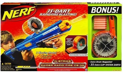 Nerf Raider CS-35 Rapid Fire Gun with Bonus Value Extra Drum Magazine & 35 Clip-System Darts