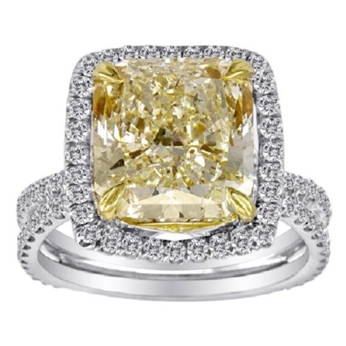 6.45 Ct Fancy Yellow Radiant Diamond Ring