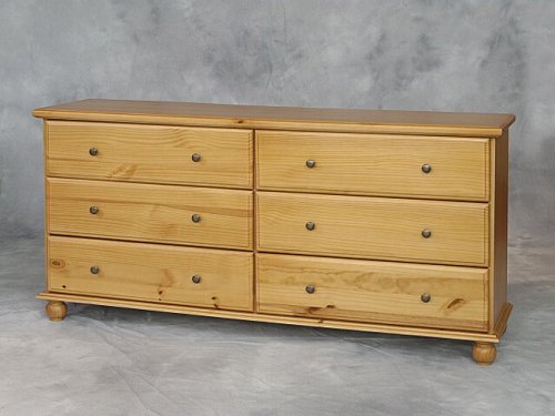 LINON 75021N107-A-KD-U PINE Light PINE POSTER BED COLLECTION 6 DRAWER DRESSER