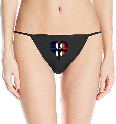 KEHRGTH Women's Heart France Flag Pray For Nice Cotton Thongs - Black