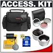 Deluxe Accessory Kit with Carrying Case + 8GB SDHC Memory Card + 2x Telephoto Lens + 0.5x Wide Angle Lens + 3-Piece Filter Kit + Cleaning Kit for Compact SD/HDD Camcorders