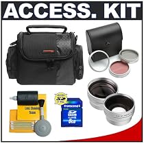 Deluxe Accessory Kit with Carrying Case + 8GB SDHC Memory Card + 2x Telephoto Lens + 0.5x Wide Angle Lens + 3-Piece Filter Kit + Cleaning Kit for Compact SD/HDD Camcorders