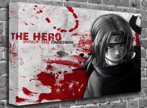 Anime Naruto Itachi Canvas Uchiha Art Print Action, Size: 32 x 20 (82 x 51 cm) FRAMED CANVAS