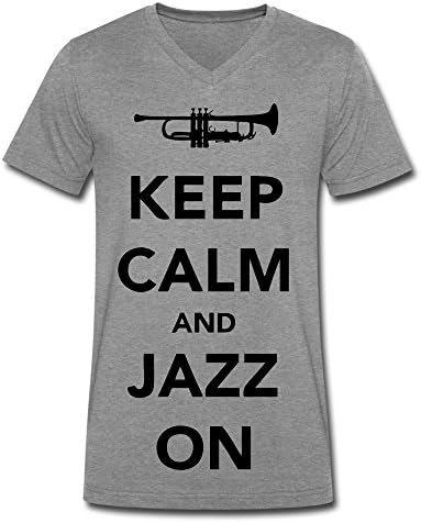 Men's Keep Calm And Jazz On - Trumpet V Neck Tee Medium DeepHeather