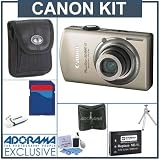 Canon PowerShot SD880 IS Digital ELPH Camera Kit, Gold with 8GB SD Memory Card, Spare NB-5L Type Lithium-ion Battery, Camera Case, USB 2.0 SD Card Reader, Table Top Tripod, Digital Memory Case(4), Professional Lens Cleaning Kit