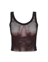 Apparel: Envy Boutique Womens Sexy Sleeveless Casual Retro Fishnet Net Mesh Summer Crop Top Black SM (US 6-8)
