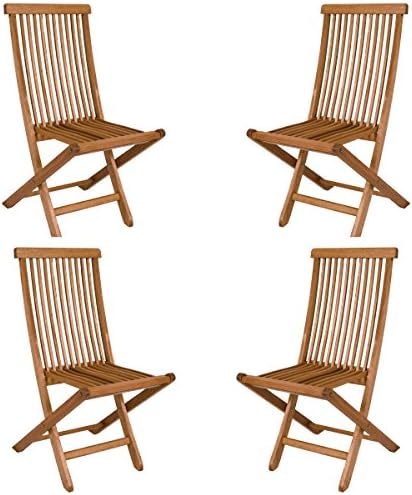 BUTZKE Mestra 2-Piece Folding Bistro Chair made from Eucalyptus Wood, Set of 4 in Brown